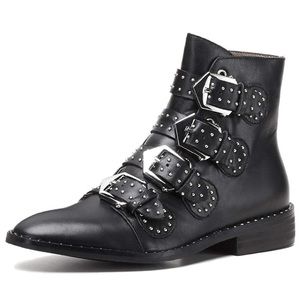Cute buckle stud biker boots